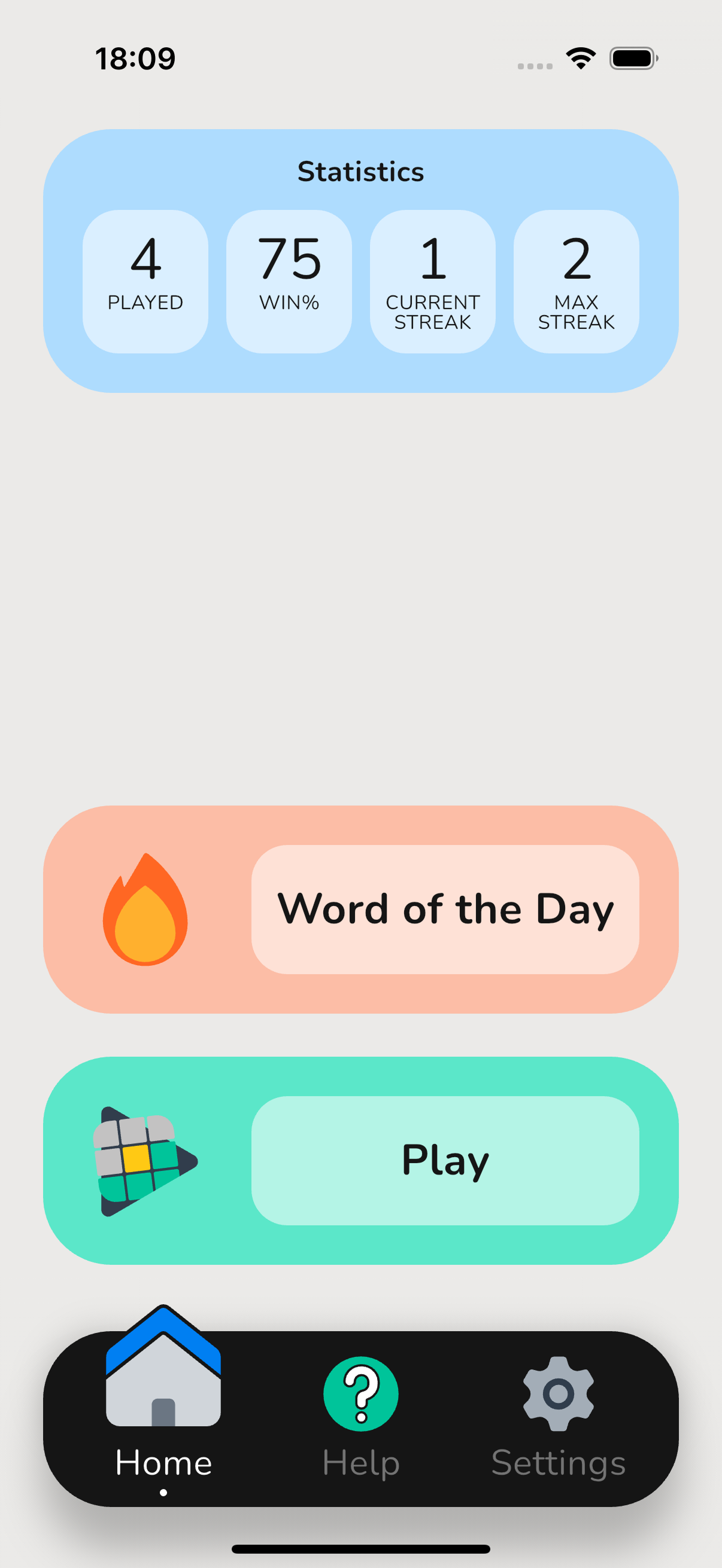 Wordle gameplay screen