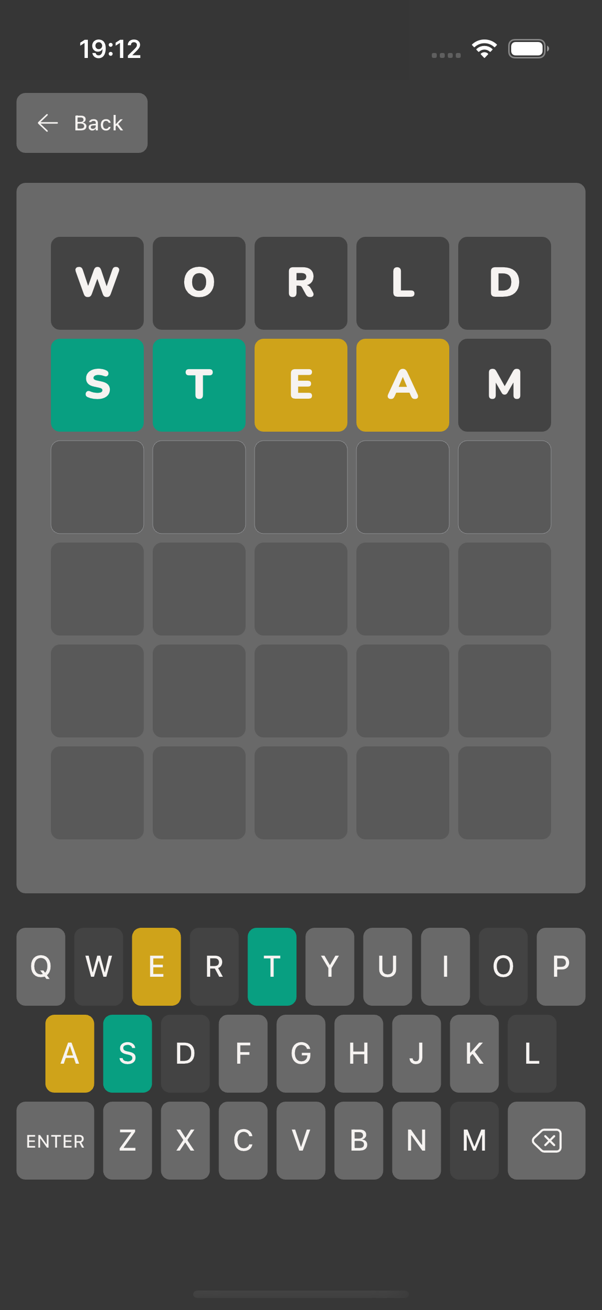 Wordle statistics screen