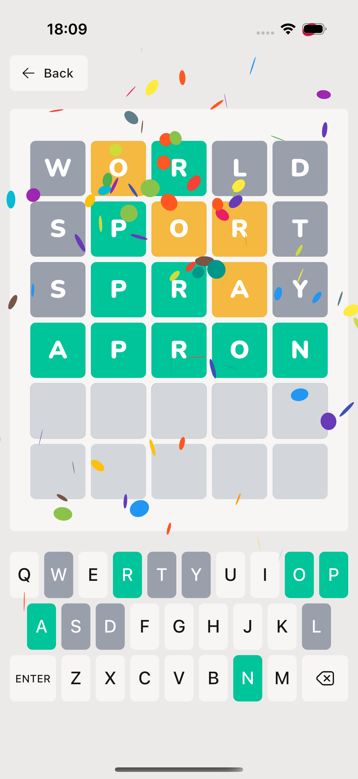 Wordle victory screen